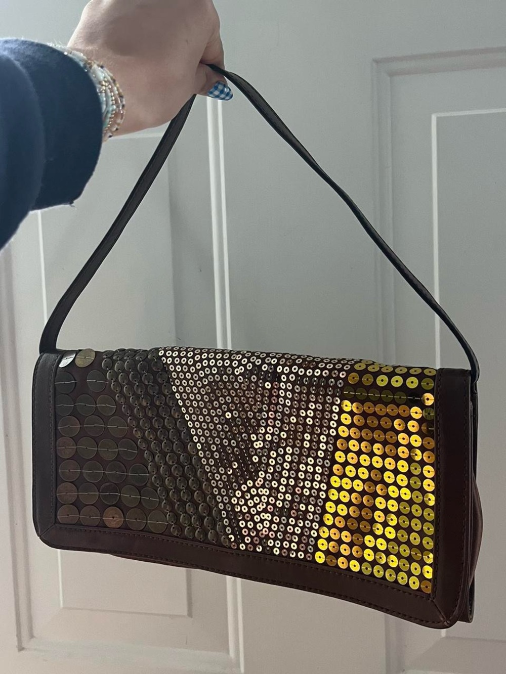 Nine West Brown Sequin Shoulder Bag